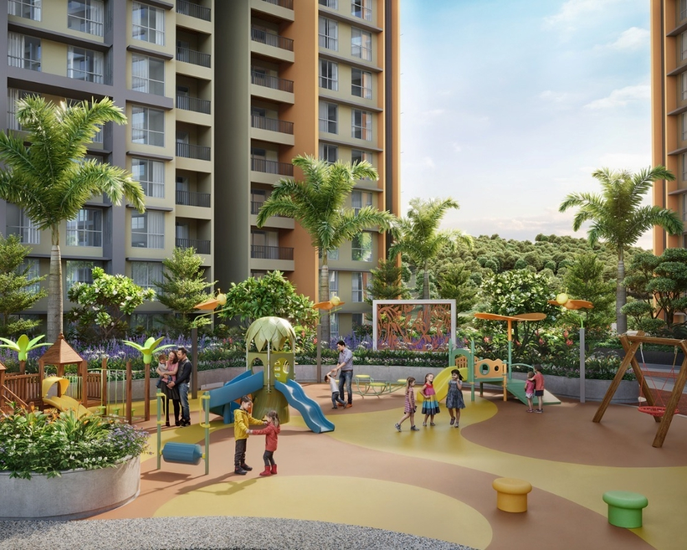 Kids play zone within the podium gardens