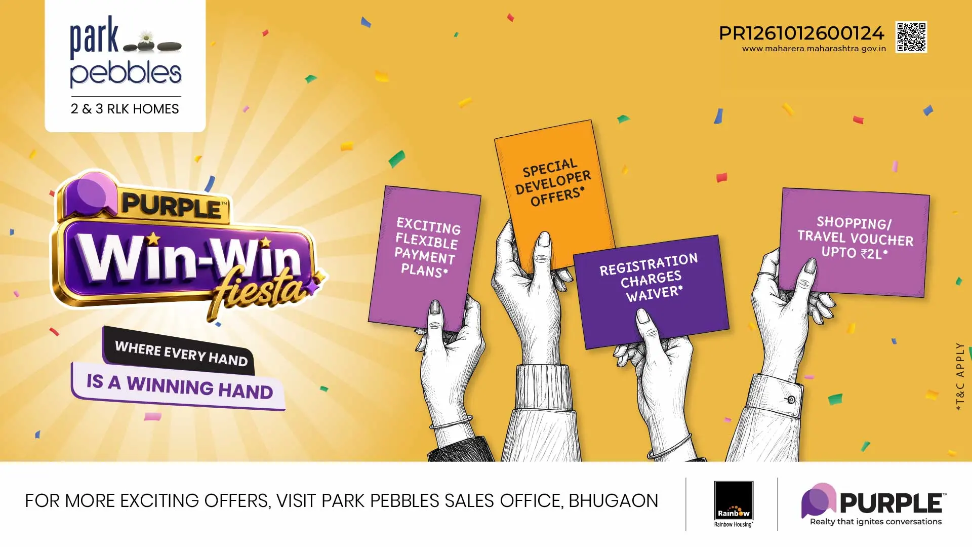 Purple Win-Win Fiesta at Park Pebbles — flexible payment plans, special developer offers, registration charges waiver and shopping or travel vouchers up to Rs 2 lakh