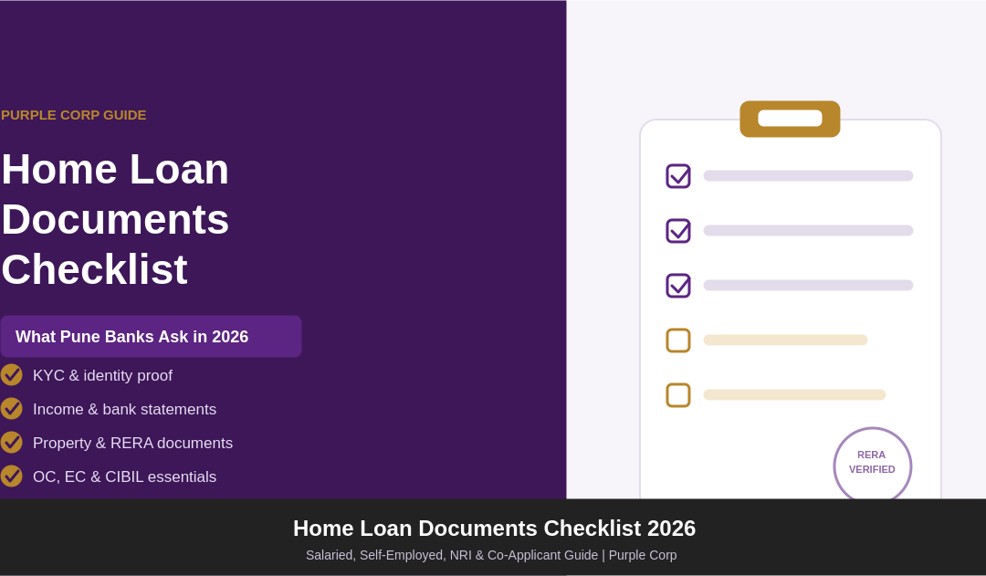Home loan documents checklist for Pune homebuyers 2026 — Purple Corp