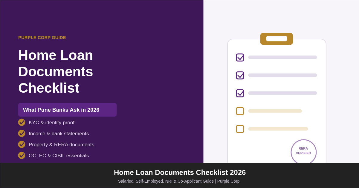 Home loan documents checklist for Pune homebuyers 2026 — Purple Corp